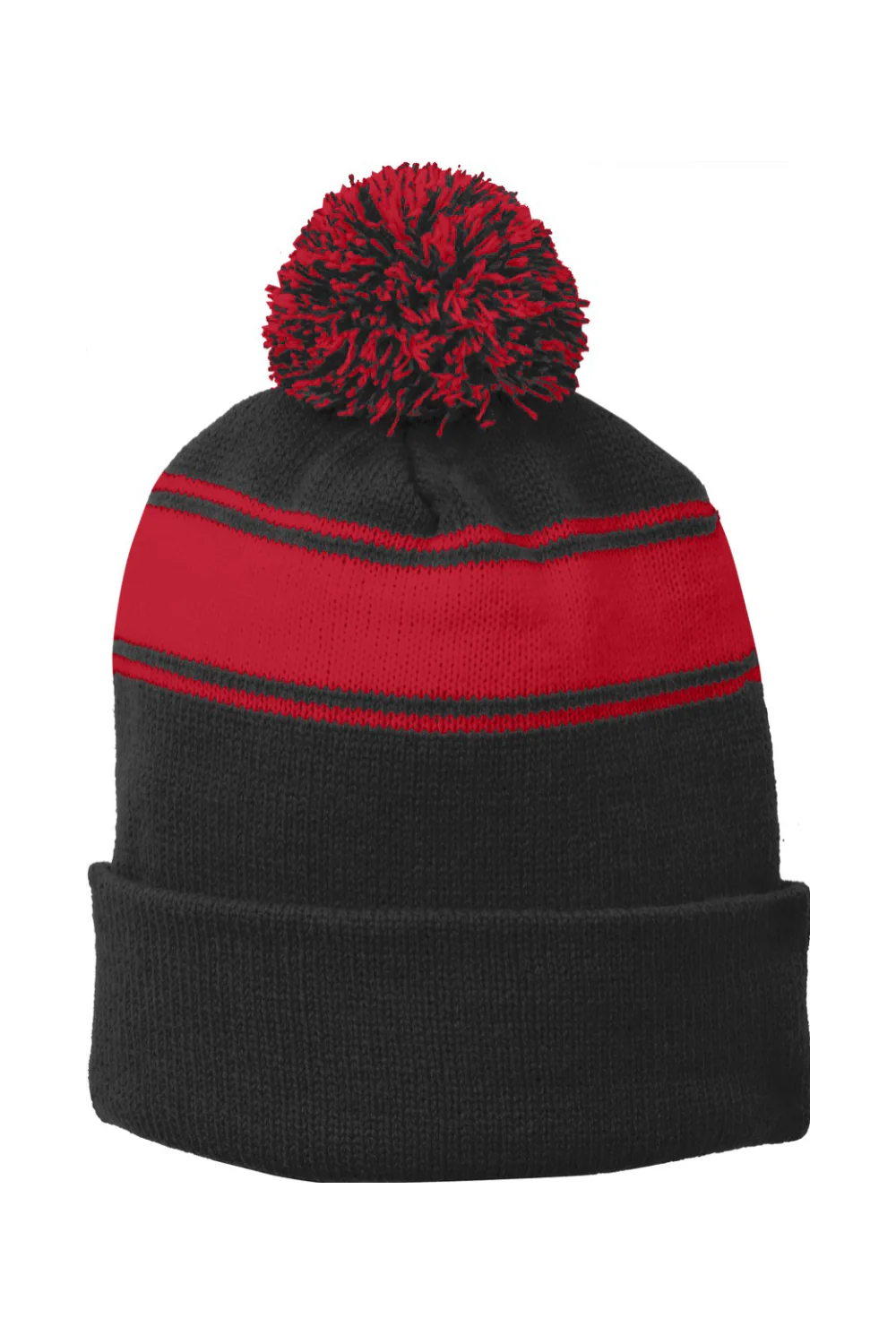 Sport-Tek Stripe Pom Pom Beanie