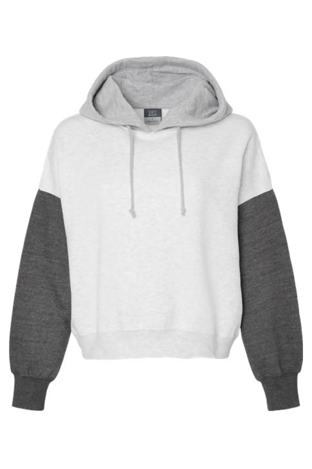 MV Sport Women's Sueded Fleece Colorblocked Crop Hooded Sweatshirt