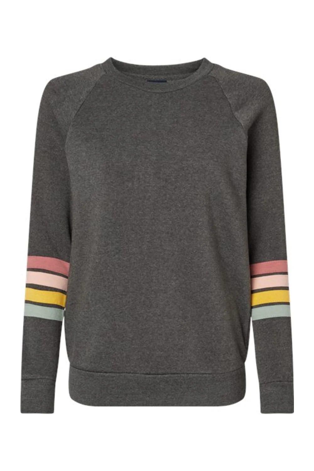 MV Sport Women's Striped Sleeves Crewneck Sweatshirt